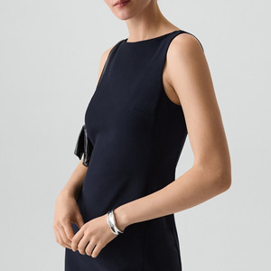 Robe fourreau ajustée sans manches à col carré pour femme, longueur genou, couleur unie, tenue de bureau professionnelle, tissu tissé, robe formelle - Product Image 4