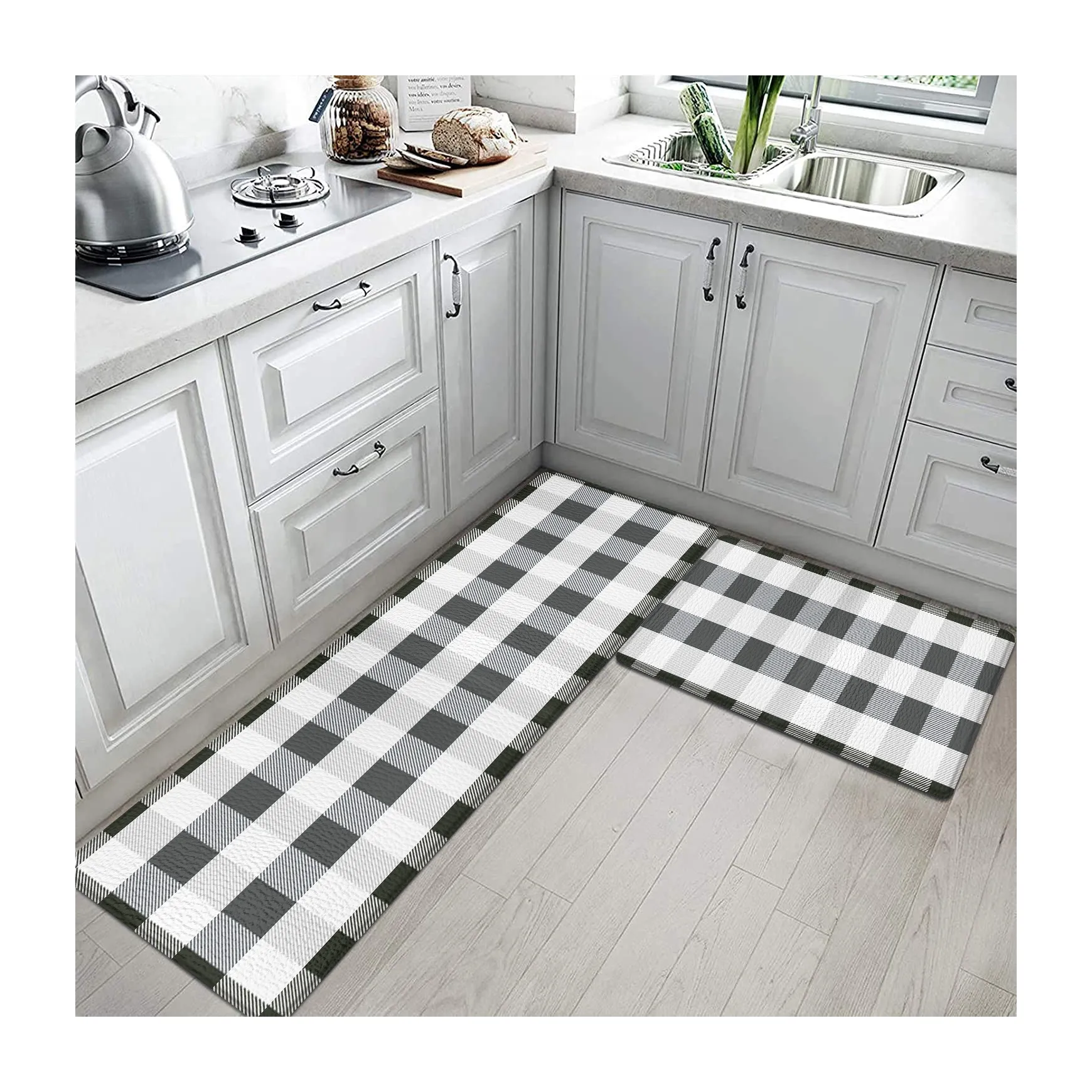 Amazon Simple Hot Sale Anti Fatigue Kitchen Mat PVC Leather Waterproof Oil Proof Easy Care Mat High Quality Novelty Carpet