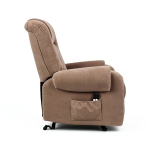 Fauteuil releveur électrique en tissu pour personnes âgées avec poche latérale, fauteuil inclinable motorisé en suède doux pour salon - Product Image 3