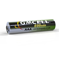 Paquete de Baterías Recargables NiMH GMCELL 1.2V AAA de 600mAh para Linterna, Electrónica de Consumo y Juguetes, 1200 Ciclos