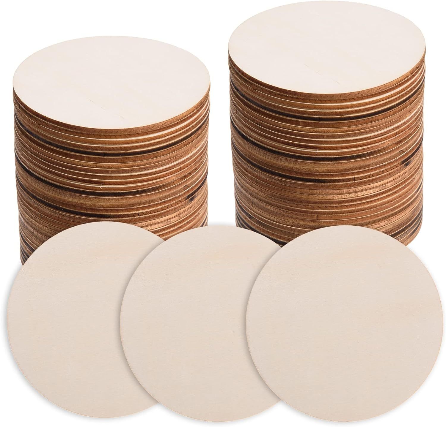 Unfinished Wooden Circles 8 Inch, Pack Of 25 Round Wood Plaques Unfinished Wood Circles For Crafts, Charcuterie Board, By Woodpeckers