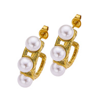 Boucles d'oreilles clous en acier inoxydable plaqué or 18 carats avec perles CZ, design pendantes en cristal et perles d'eau douce, plusieurs styles, hypoallergéniques, cadeau OEM