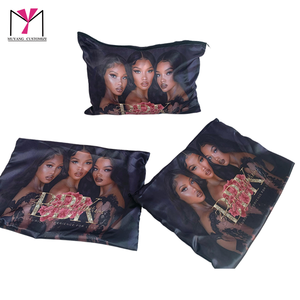 Sacs en satin personnalisés MUYANG pour extensions de cheveux, sacs en polyester de haute qualité avec fermeture éclair - Product Image 4