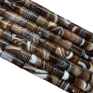 Vendita all'ingrosso 10x14mm caffè Sardonyx tubo perline in pietra naturale a forma di colonna cilindrica sciolto <span class=keywords><strong>marrone</strong></span> a strisce <span class=keywords><strong>agata</strong></span> - Product Image 3