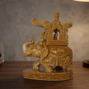 Figura de elefante Hoda Base tallada en madera blanca, arte popular hecho a mano, decoración para el hogar, de 4 a 12 pulgadas, WWAM 104 - Product Image 2