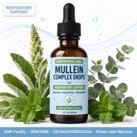 Complément Quotidien Liquide Oral Naturel Végétalien à Base de Plantes pour le Soutien Respiratoire (Mullein, Échinacée) 60ml – Fabrication GMP, OEM, ODM, Marque Privée