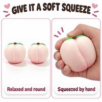 Jouet Squishy Pêche Juteuse à Remontée Lente, Jouet Anti-Stress à Presser de la Taille d'une Main, Jouet Sensoriel pour Enfants de 3 Ans et Plus et Adultes