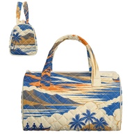 Sac à main brodé personnalisé avec imprimé vague hawaïenne et motif floral Hibiscus des Fidji pour le shopping, les voyages et le quotidien