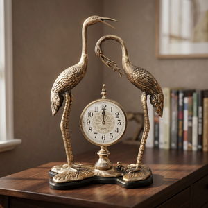 Art Deco Aluminum <b>Desk</b> <b>Clock</b> Twin Crane Decorative Needle Quartz <b>Clock</b> Backlight Graduation Back School Showpiece for Home - Product Image 3