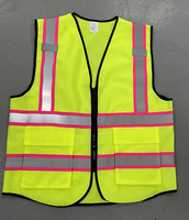 Hi Visibility Reflective Women's Safety Vest pink Webbing with 5 Pockets Personalize Custom Logo Print