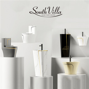 Thiết Bị Vệ Sinh Phù Hợp Với Phòng Tắm Commode WC Và Bệ Lưu Vực Dòng Màu Đen Một Mảnh Nhà Vệ Sinh Bát Gốm Nhà Vệ Sinh Thiết Lập - Product Image 6