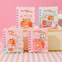 Carnet spirale A7, 80 feuilles, 80 g/m², couverture autocollante magique, bord ondulé, 4 motifs animaux, mini format de poche, papeterie étudiante, vente en gros