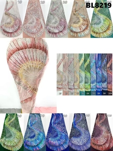 Elegante Tessuto in Pizzo con Motivo <span class=keywords><strong>a</strong></span> Ventaglio Sfumato - Rete Ricamata con Perline Premium per Abiti da Sera Europei, Abiti da Sposa e Alta Moda - Product Image 6