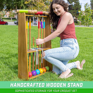 Ensemble <span class=keywords><strong>de</strong></span> <span class=keywords><strong>croquet</strong></span> avec support, jeu <span class=keywords><strong>de</strong></span> <span class=keywords><strong>croquet</strong></span> en bois pour 6 joueurs avec support <span class=keywords><strong>de</strong></span> rangement, équipement coloré pour jouer sur la pelouse <span class=keywords><strong>de</strong></span> la cour - Product Image 1