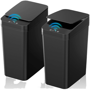 Set di 2 Pattumiere Automatiche Senza Contatto da 8,3 Litri, Bidone Intelligente con Sensore di Movimento, Impermeabile, Nero, per Camera da Letto - Product Image 1
