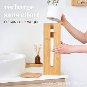 Boîte à mouchoirs en bois rectangulaire en bois massif avec poignée pour rangement de salle de bain, organisateur polyvalent, porte-papier - Product Image 5