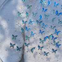 Pegatinas para Uñas con Incrustaciones de Diamantes de Cristal, Estilo Simple Retro Japonés, Mariposa Azul, Modelo 4107, Hecho en China, Superventas