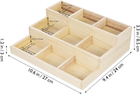 Boîte de rangement à bijoux en bois avec plateau à bijoux en bois à 9 compartiments pour boucles d'oreilles, plateau de présentation de bijoux en bois