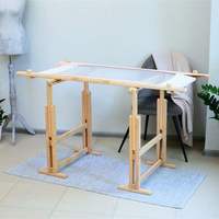 Matériel de broderie et cadeaux : Table de broderie carrée simple pour grand cadre de tapisserie, cadre en bois Tambour Slate et chevilles