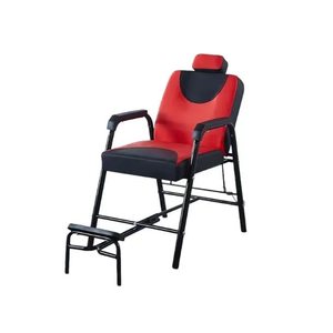Black Adjustable Barber Chair Foldable Salon Reclining Chair with <b>Footrest</b> Ergonomic Shaving Chair for Barbershop - Product Image 1