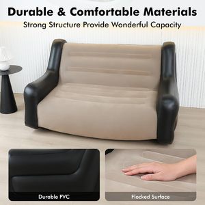 Ergonomic Flocked <b>Inflatable</b> <b>Sofa</b> Portable Lazy Air Lounger for Indoor Outdoor Camping - Product Image 2
