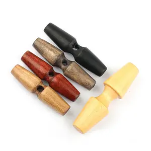 Fashion Design Wood Sewing Horn Toggle Buttons 2 Holes Wood Buttons Dark Coffee Wood Button For Suit Coat DIY Clothes Decoration