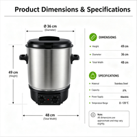 Marmite de cuisson électrique multifonctionnelle 27L en acier inoxydable 1800W à commande mécanique pour confitures, vins, usage hôtelier, camping-car et commercial