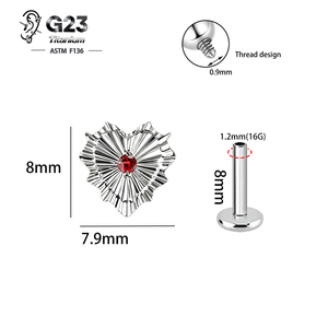 16กรัม F136เจาะหูไทเทเนียมแบบเกลียวเจาะหูสุดโรแมนติกสำหรับงานแต่งงานงานหมั้น - Product Image 6