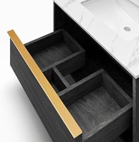 Meuble-lavabo mural moderne à miroir LED, résistant à l'eau et durable, avec deux tiroirs et un seul lavabo