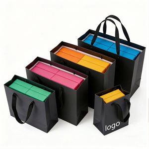 Factory Direct Customizable Black Matte Paper Shopping <b>Bag</b> With Handles Eco-friendly Ideal for Clothing Store & <b>Gift</b> Packaging - Product Image 1