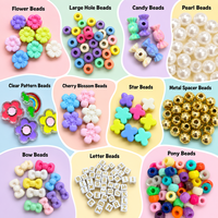 Kit de fabrication de porte-clés DIY : Perles acryliques pastel en forme de fleurs et bonbons, avec fermoirs mousquetons pour breloques de sac et cordons de téléphone