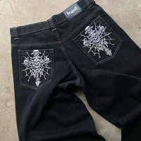 Jean ample à motif squelette gothique américain pour homme, style Y2K Street Hip Hop Harajuku, coupe large, pantalon de travail