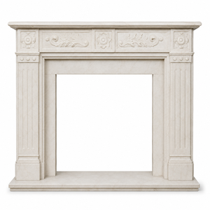 Traditional Marble <b>Fireplace</b> Mantel With Ornate Carving white Stone Indoor Wood Burning Hearth For Dining Room - Product Image 2