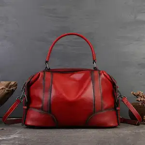 Mode rouge polochon grande taille sacs à main pour femmes dernier Style en cuir véritable luxe épaule sacs fourre-tout dame Mini Design sacs à main