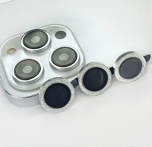 Glanzende Diamant Camera Lens Screen Protector 9H Individueel Metaal Met Glazen Camera Lens Film Voor Iphone 14 15 Pro Max
