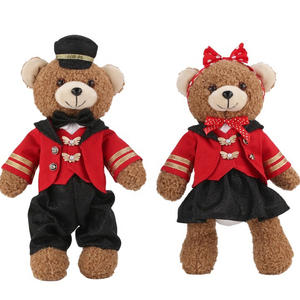 ZAVES, oso de peluche marrón para estudiantes, juguete de peluche con decoración de uniforme escolar, juguete suave para regalo para graduación, relleno de algodón PP - Product Image 1