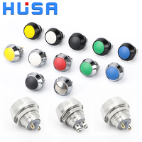 HUSA HS12F-10/J/N 12MM 1NO IP65 AC250V Botón de Reinicio Instantáneo Inteligente con Anillo Metálico Iluminado LED y Terminal de Tornillo para Electrodomésticos
