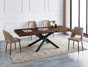 Tavolo da pranzo estensibile in <span class=keywords><strong>metallo</strong></span> <span class=keywords><strong>legno</strong></span> allungabile-120/160cm moderno lusso Design allungabile <span class=keywords><strong>tavoli</strong></span> da pranzo on-line - Product Image 4
