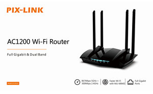 PIX-<span class=keywords><strong>LINK</strong></span> 4 Antenas AC1200 <span class=keywords><strong>Gigabit</strong></span> Wifi <span class=keywords><strong>Router</strong></span> Banda dual Internet inalámbrico de un solo lado y modo AP Velocidad rápida de largo alcance - Product Image 2