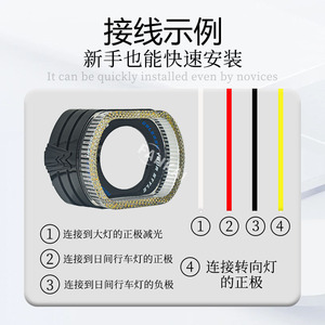 Lentille LED carrée de 2,5 et 3,0 pouces avec anneau halo Angel Eye pour éclairage automobile, en matériau PC, indice de protection IP65 - Product Image 5