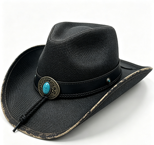 Sombrero de vaquero de paja de papel para hombre, estilo Texas, con ala moldeable, tipo Stetson, personalizado, de ganchillo - Product Image 1