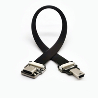 Cable plano de conexión PCB con adaptador micro USB-C FPV de 5 pines, doble ángulo, cobre estañado