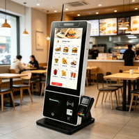 Terminal de kiosque en libre-service haut de gamme pour restaurant, hôtel, magasin de détail, Android, Windows, imprimante intégrée, NFC, POS