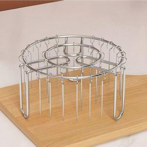 Grille de cuisson verticale en acier inoxydable pour friteuse à air, support de barbecue rond détachable avec 24 crochets pour brochettes - Product Image 3
