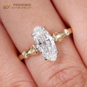 Provence jewelry <b>Custom</b> Long proportion oval Cut lab grown Diamond <b>Ring</b> 18K Solid two tone Gold Women's Classic Engagement <b>Ring</b> - Product Image 1