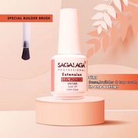 Gel de construction pour ongles SAGALAGA 15ml avec pinceau, séchage rapide, non toxique, gel UV pour salon, formation en nail art, vente en gros