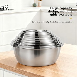 Passoire microporeuse en acier inoxydable avec bols mélangeurs, bols à <span class=keywords><strong>salade</strong></span> empilables épaissis pour la préparation, la cuisson et le service des aliments - Product Image 4