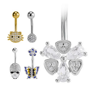 Gato ombligo anillos moda Sexy Piercing joyería Acero inoxidable mariposa circón vientre anillo - Product Image 6
