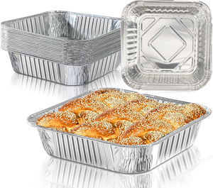 Contenitori in Alluminio Riciclabile 6x6 Quadrati, Resistenti, per Alimenti, con Coperchi in <span class=keywords><strong>Carta</strong></span>, per Pane e Dessert - Product Image 1