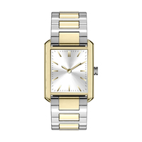 Montre-bracelet de luxe minimaliste unisexe en acier inoxydable avec boîtier carré, bracelet en cuir, mouvement à quartz, OEM ODM, vintage, personnalisée